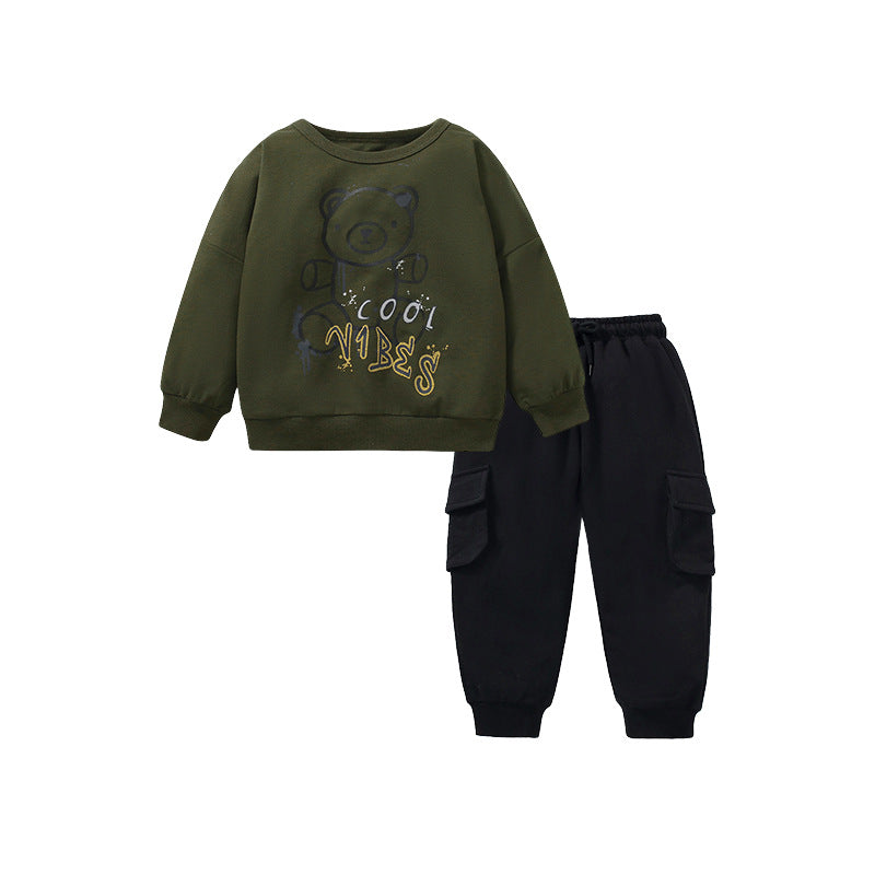 Autumn New Boy's Hoodie Set Home Children's Pants Hoodie Two-Piece Set