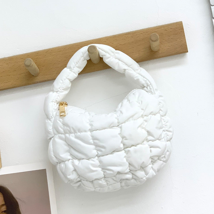 Small Pleated Puff Cloud Bag Women's Candy Plaid Hand Bag Niche Bubble Handbag