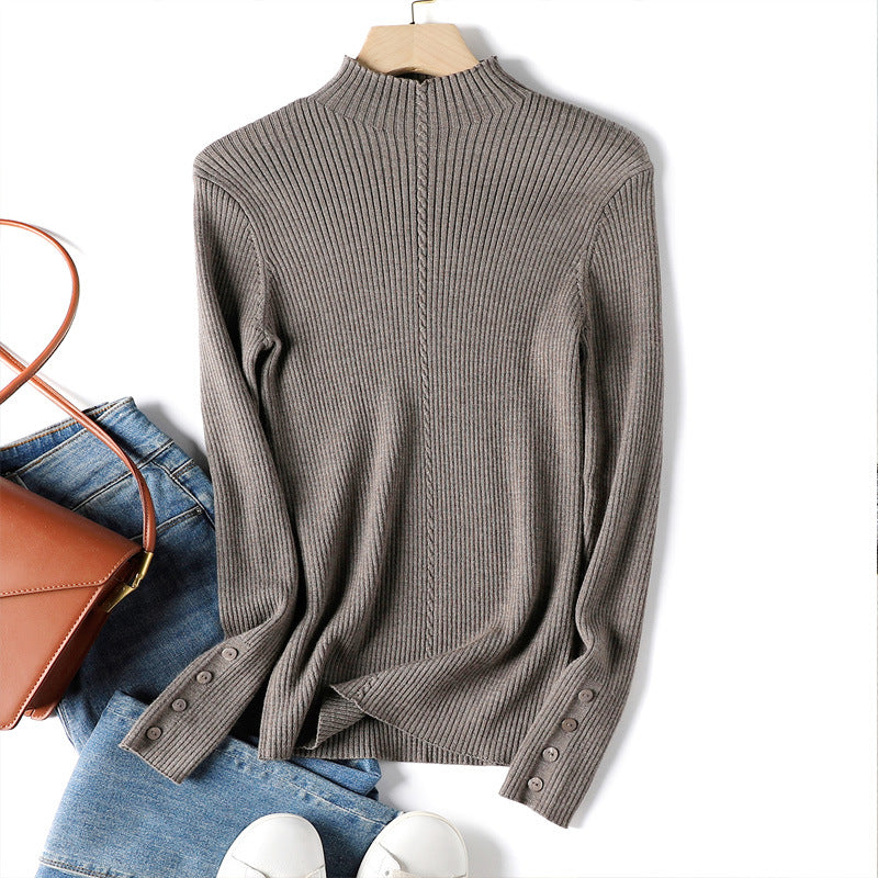 Soft Waxy Machine Washable Half Turtleneck All Wool Sweater Autumn And Winter Warm Base Sweater