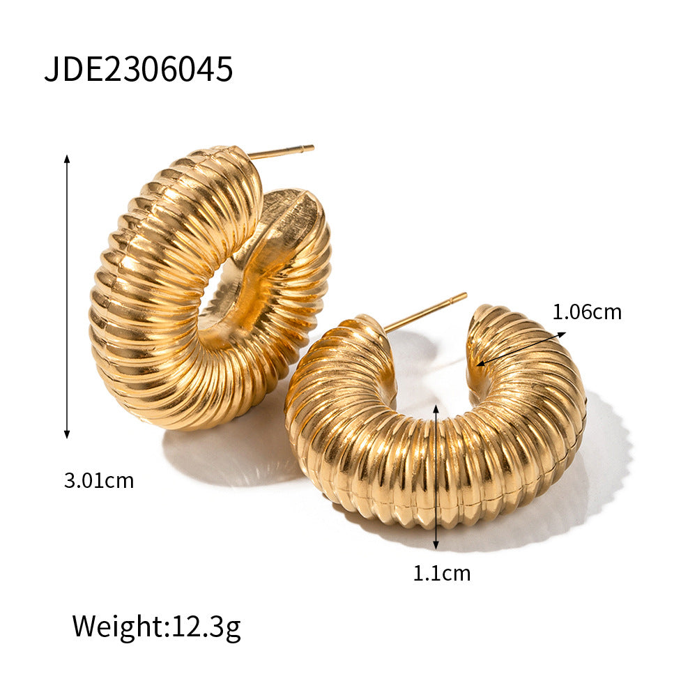 5pcs 18K Vacuum Electroplated Stainless Steel C-Shaped Earrings Niche High-Grade Earrings For Women Jewelry