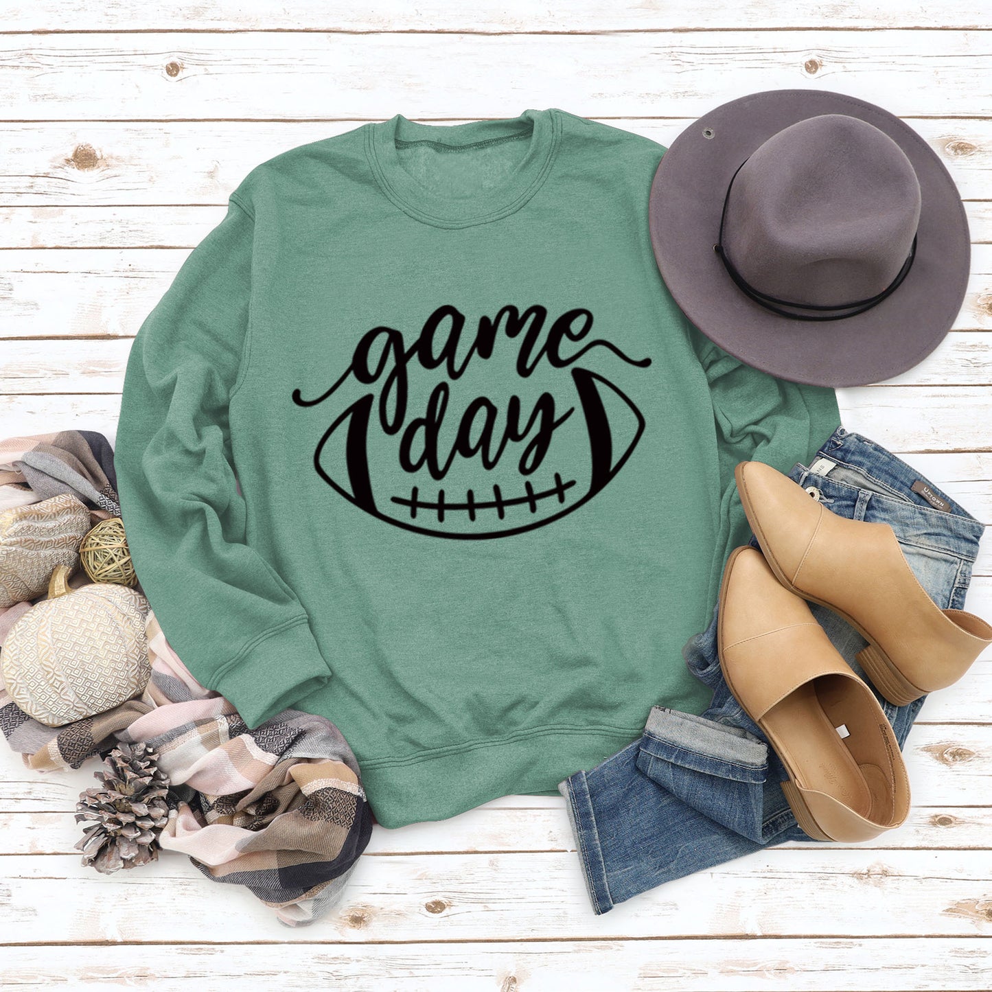 Game Day Baseball Letter-Loose Women's Crew-Neck Fall/Winter Long-Sleeved Shirt Plus Size Hoodie