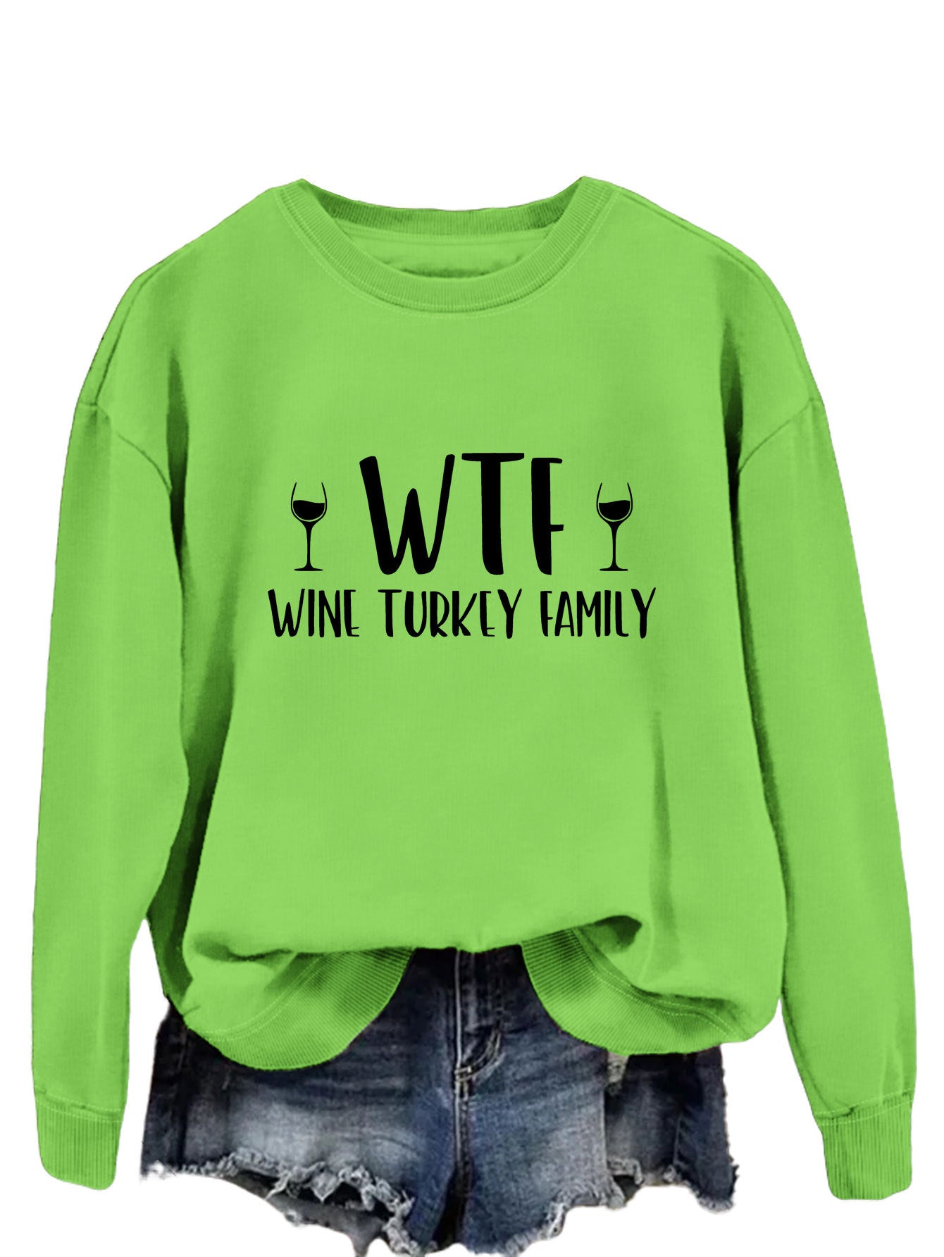 New Autumn And Winter Wtf Wine Turkey Family Hoodie Fashion Women's Long Sleeve Shirt