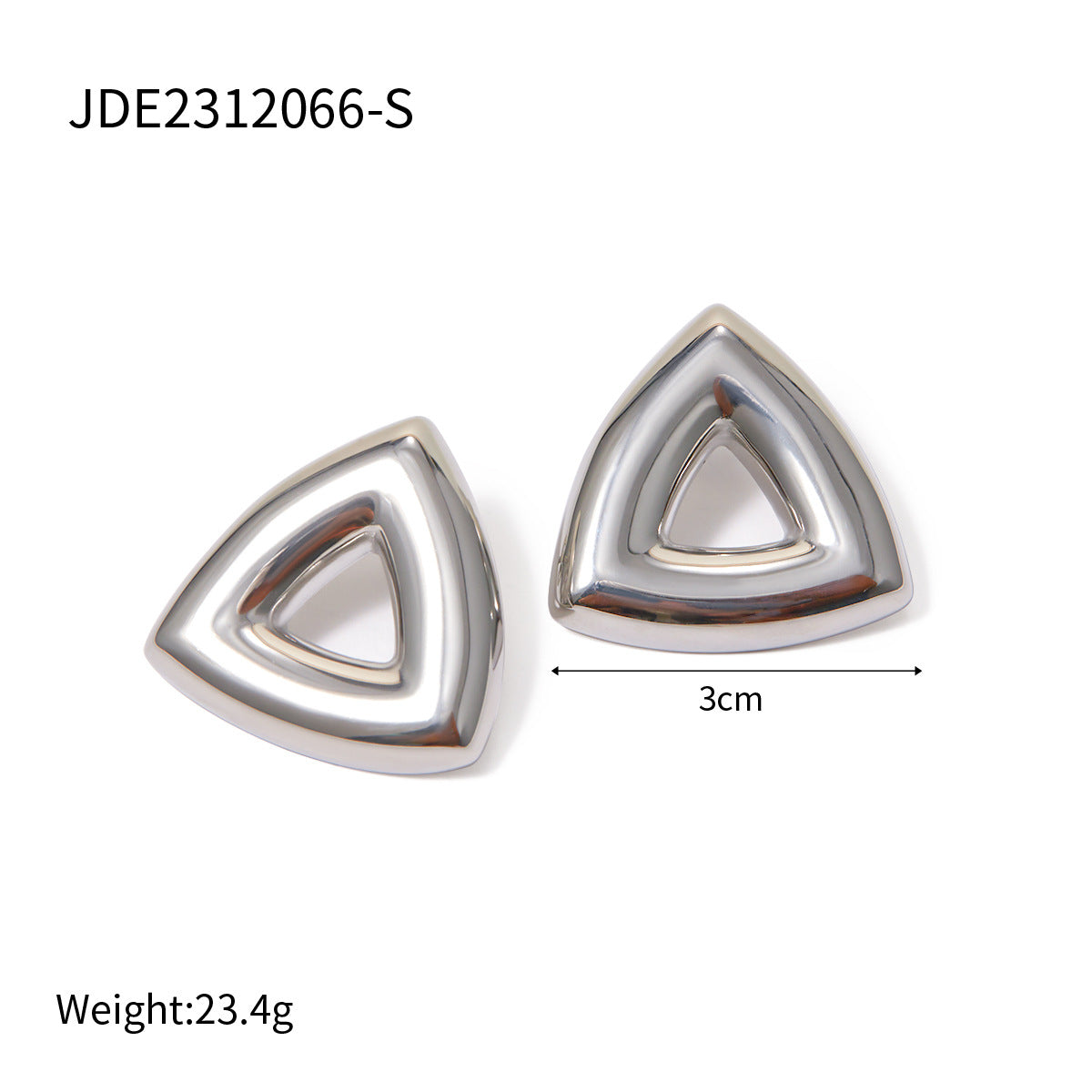 5pcs Stylish 18K Gold Stainless Steel Triangle Hollow Earrings Minimalist Style Simple Studs Earrings For Women