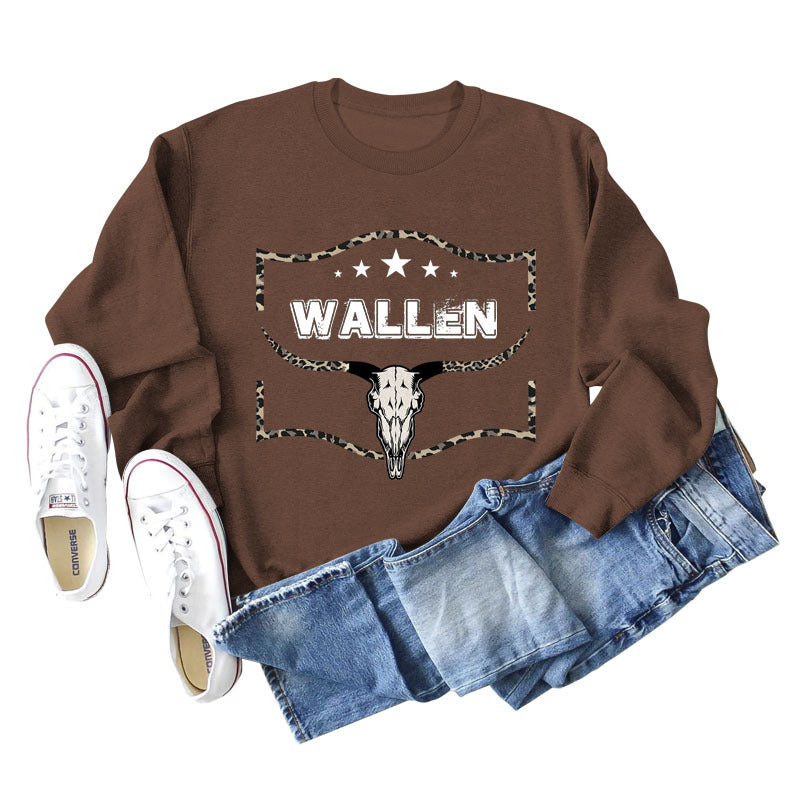 Wallen Cowhide Leopard Print Letters Fashion Baggy Long Sleeve Ebay Plus Size Hoodie