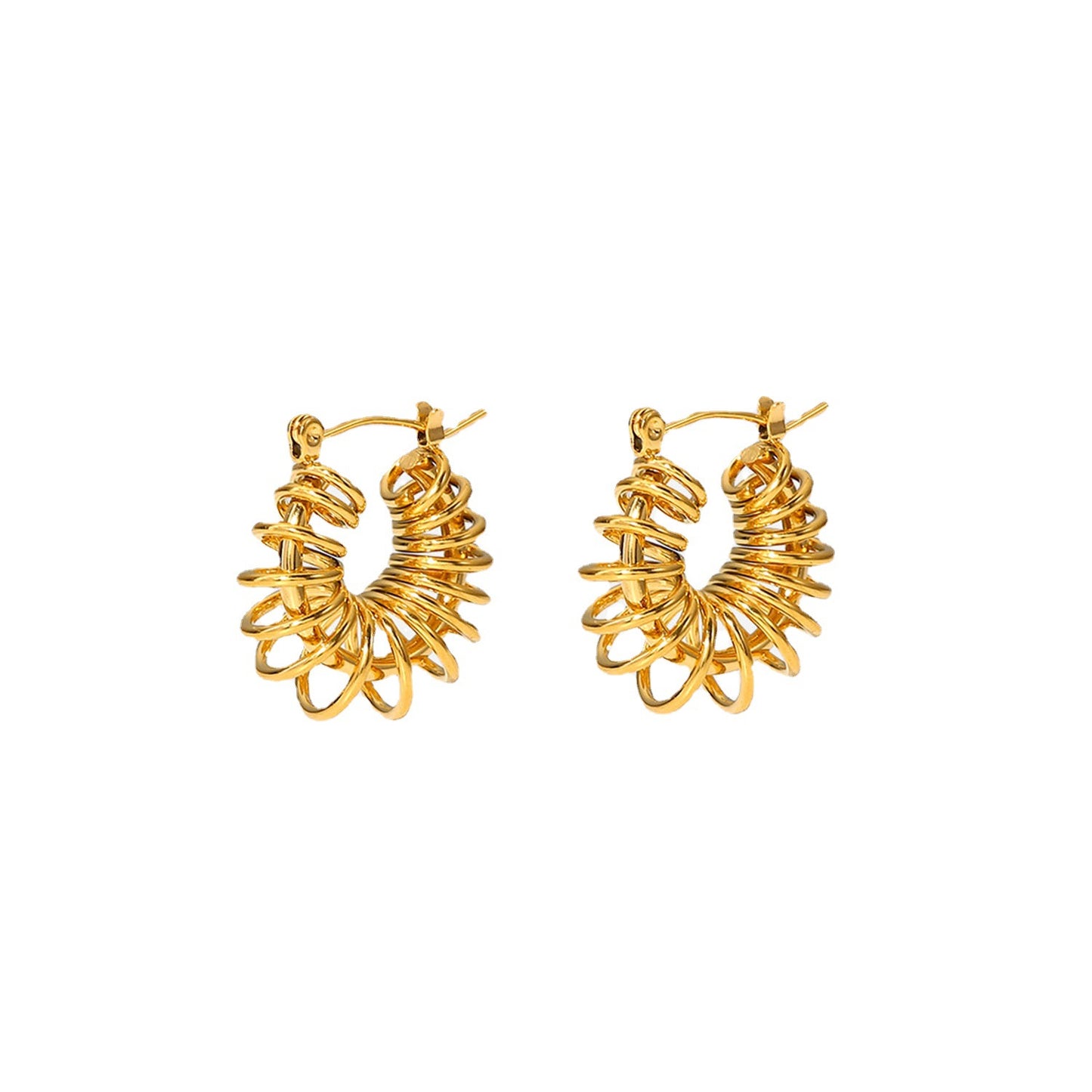 5pcs Fashion Earrings 18K Gold Catwalk With Spring Spiral Holloway Winding Circle Earrings Jewelry Women