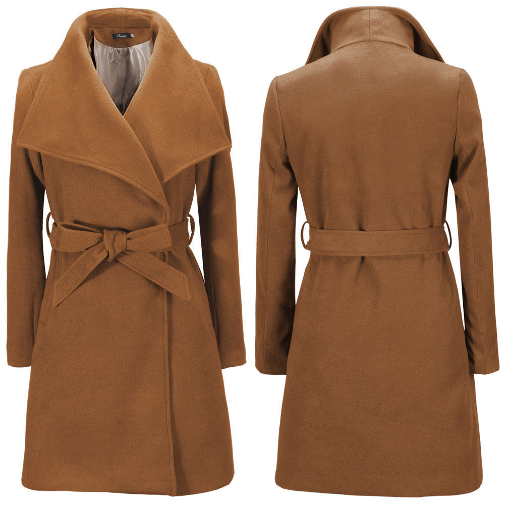 Autumn-Winter Female Woolen Coat In A Long Woolen Coat