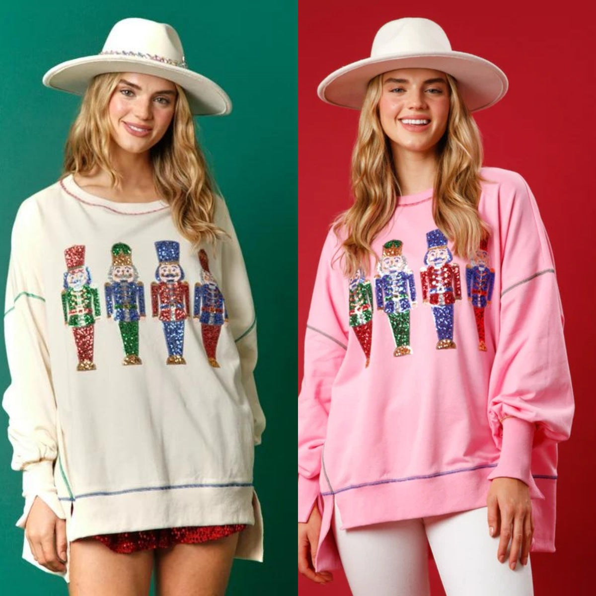 New Women's Christmas Sweet Sequthickened Long Sleeve Hoodie