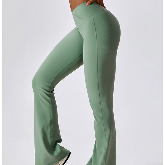 Cross High Waist Yoga Flare Pants Women Dance Sports Wide Leg Pants Casual Hip Lift Fitness Micro Cropped Pants