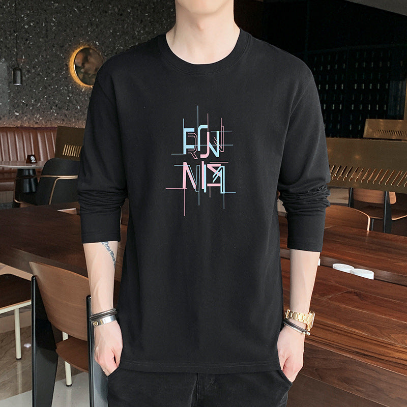 New Autumn Cotton Long-Sleeved T-Shirt Men's Trend Base Shirt Autumn Shirt On Clothing Loose Hoodie Men's Clothing