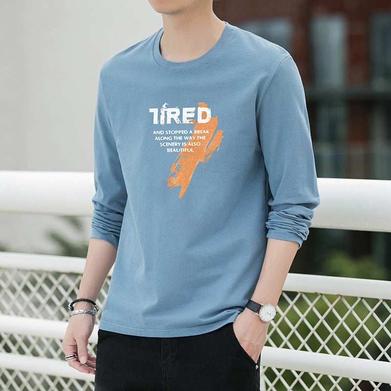 New Spring And Autumn Men's Long Sleeve T-Shirt Men's Cotton T-Shirt Men's T Loose Thin Hoodie