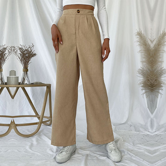 New Autumn Winter Casual Women's Pants Commuter Corduroy Commuter Wind Wide-Leg Pants