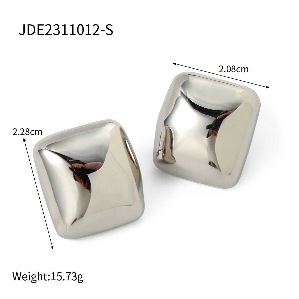 5pcs Geometry 18K Gold Stainless Steel Round Corner Rectangular Earrings Simple Earrings Cool Style Square Set