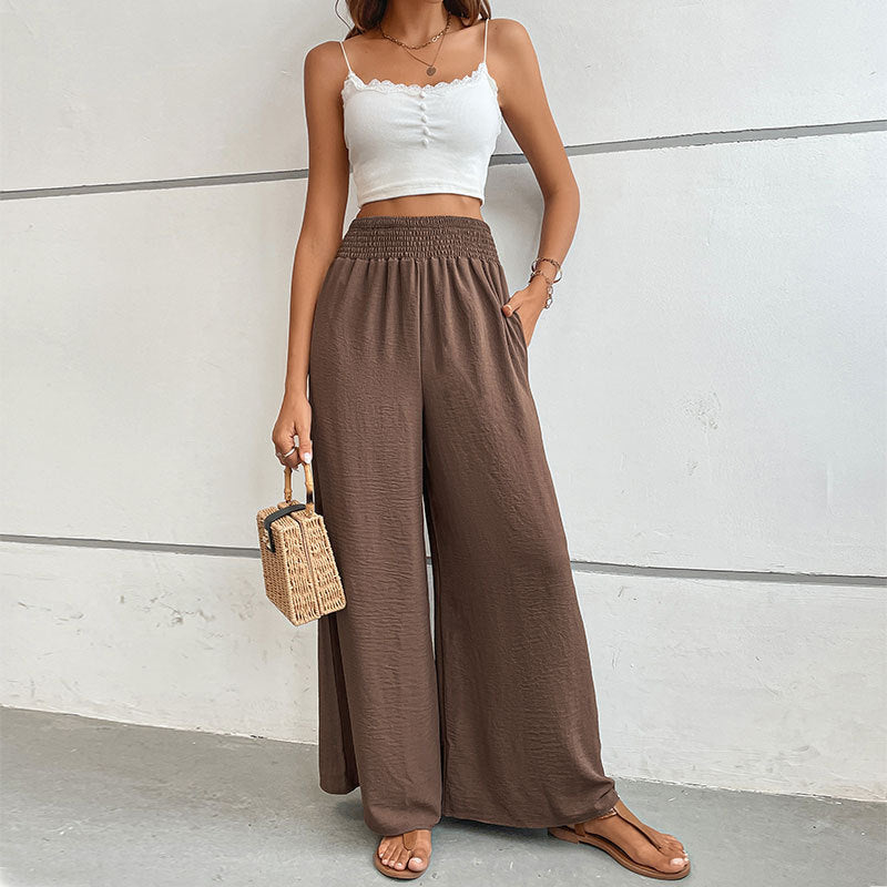 Women's New Summer New Solid Color Flared Wide-Leg Pants