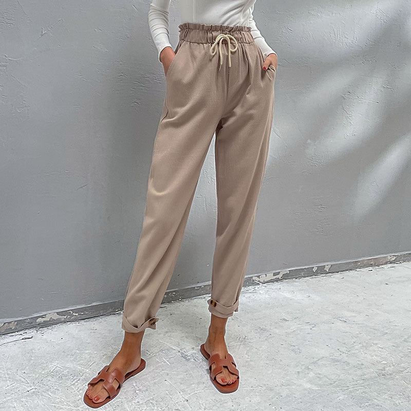 New Autumn Winter Casual Elastic Pants Cotton Commuter Harun Small Feet Pants Women