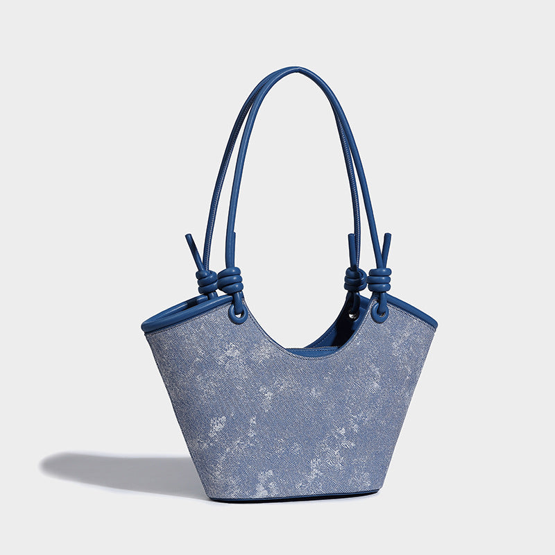 Large Capacity Tote Bag Women's New Dish Blue Bag Fashion Commuter Single Shoulder Underarm Bag