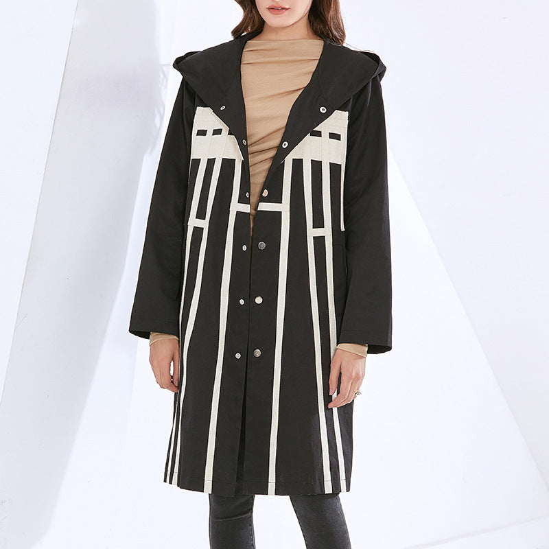 New Fashion Temperament Casual Dark Three-Dimensional Woven Coat Fashion Spring Spell Back-To-Back Hat Windbreaker Women