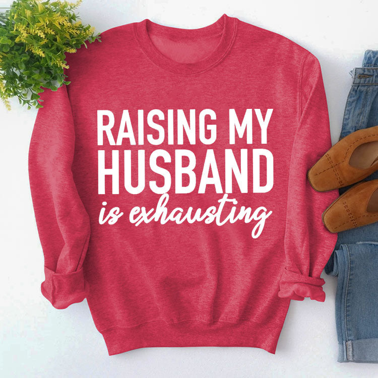 Turtleneck Top With Long Sleeves Raising My Husband's Printed Loose Hoodie