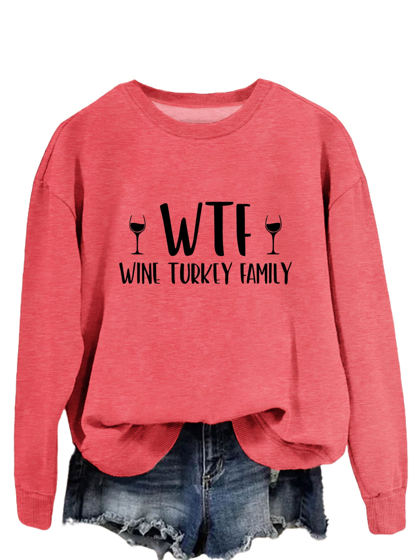 New Autumn And Winter Wtf Wine Turkey Family Hoodie Fashion Women's Long Sleeve Shirt