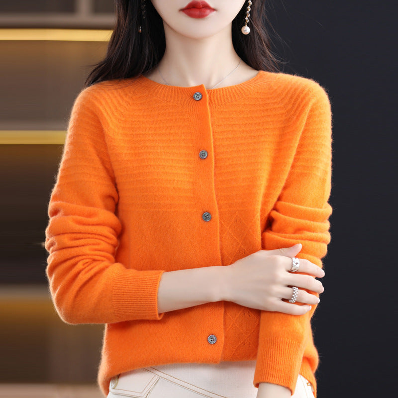 Seamless 100 Wool Cardigan Women's New Spring Sweater Women Seamless Integrated Cashmere Sweater Knit Coat