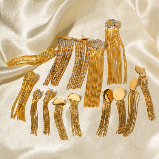 5pcs Accessories 18K Gold Plated Stainless Steel Tassel Earrings Are All The Rage