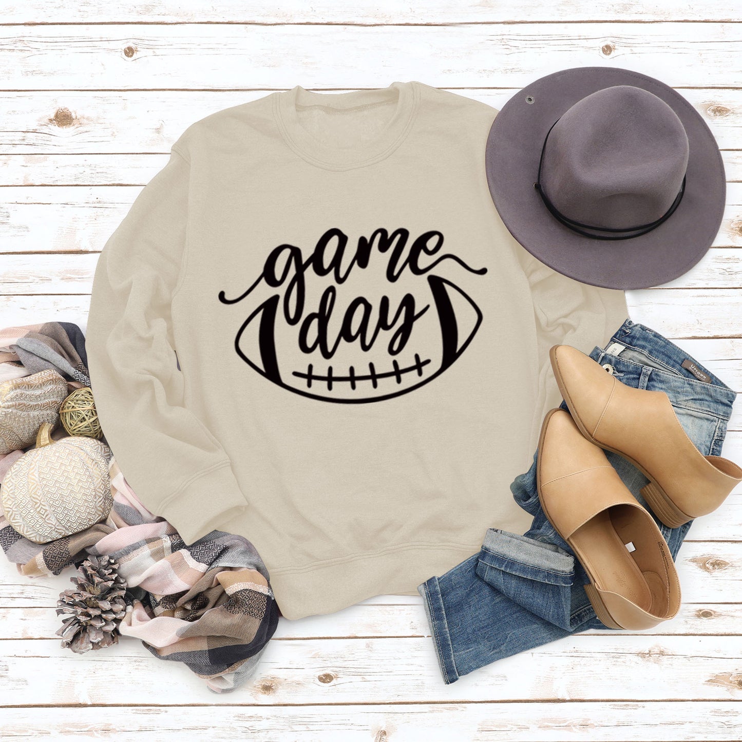 Game Day Baseball Letter-Loose Women's Crew-Neck Fall/Winter Long-Sleeved Shirt Plus Size Hoodie