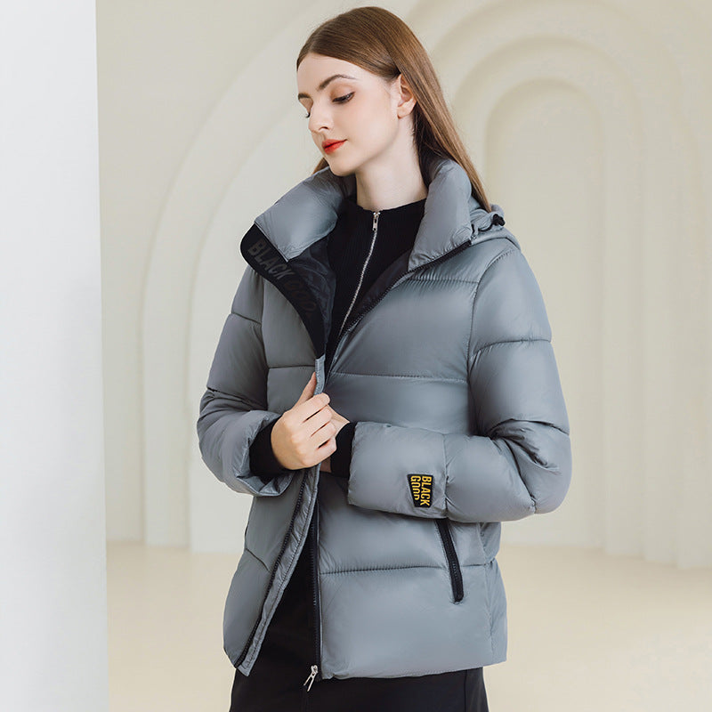 New Interior Comes With Heating Black Five-Grid Cotton-Padded Jacket Black Gold Short Men And Women With The Same Thickened Northern Cold Resistance