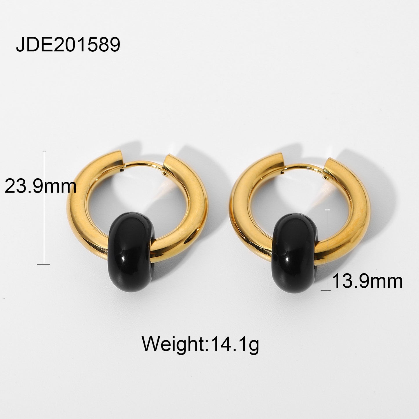 5pcs Same Earrings 18K Gold-Plated Stainless Steel Earrings Double Gold-Plated Colored Stone Earrings For Women