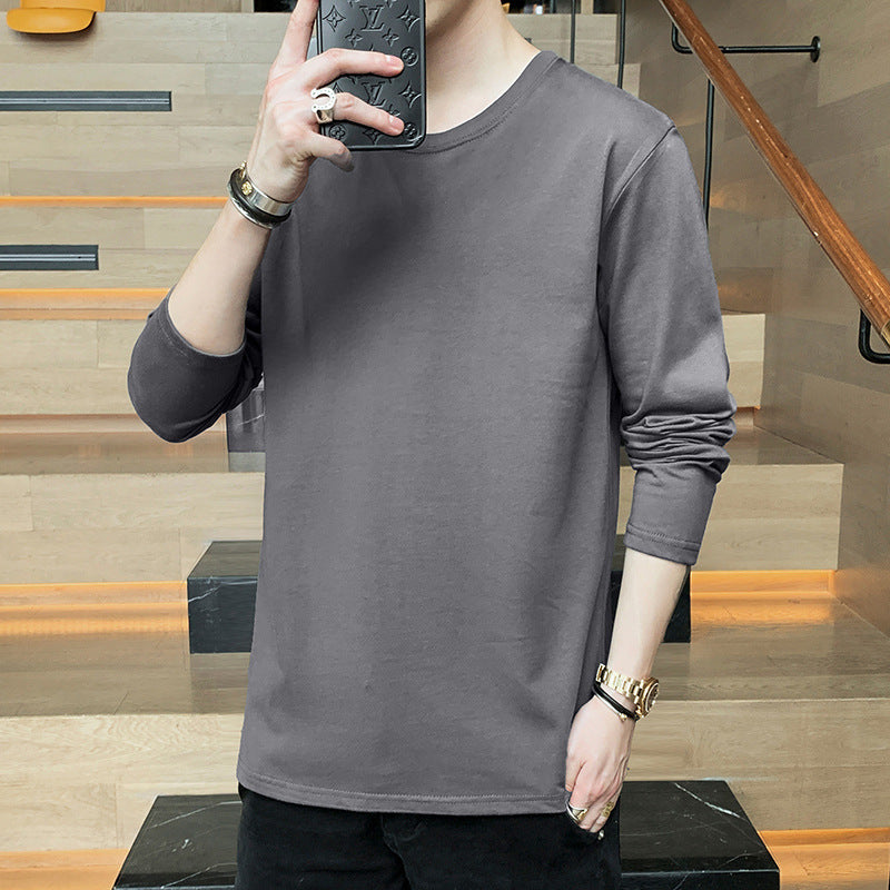 Base Shirt Men's Crewneck Pullover Fashion Hoodie Boys' Top Version Long-Sleeved T-Shirt All Simple Men