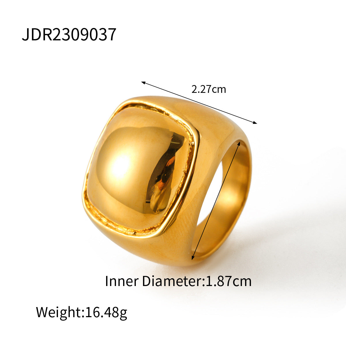 5pcs Non-Fading 18K Gold Stainless Steel Exaggerated Spherical Ring Fashion Personality Trendy Accessories