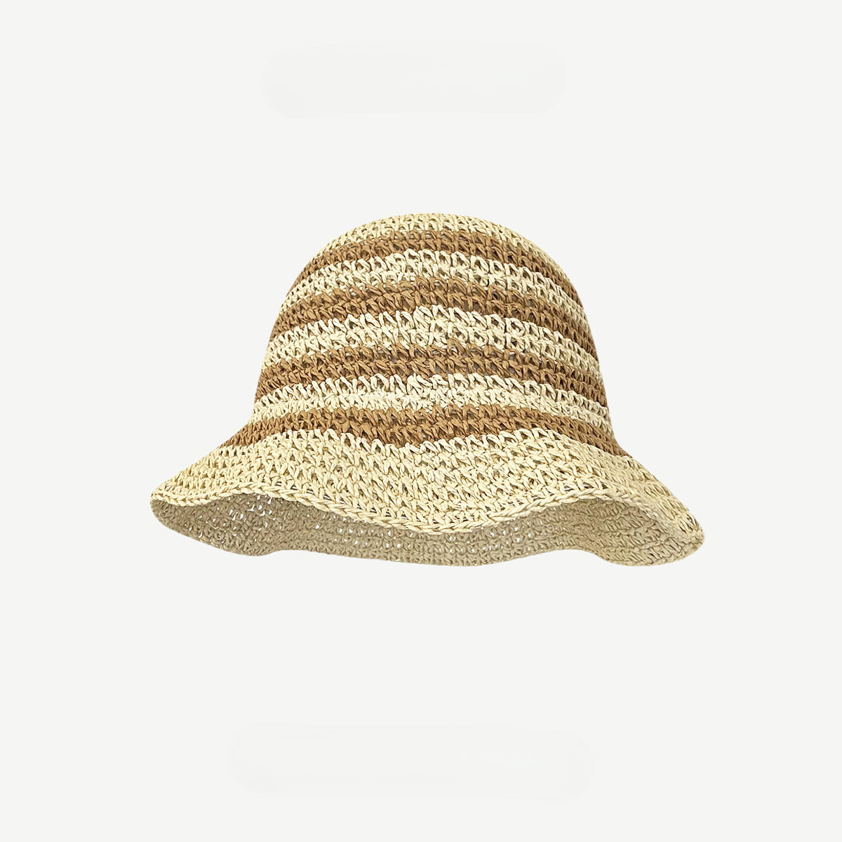 Little Fresh Striped Seaside Holiday Braided Straw Hat Women's Summer Shade Basin Hat Sun Block Hat Fisherman Hat Tide