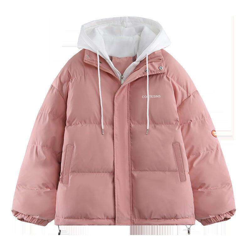 Winter Down Padded Jacket Women's New Large Size Hooded Padded Jacket  Version Fake Two Loose Padded Coat Tide