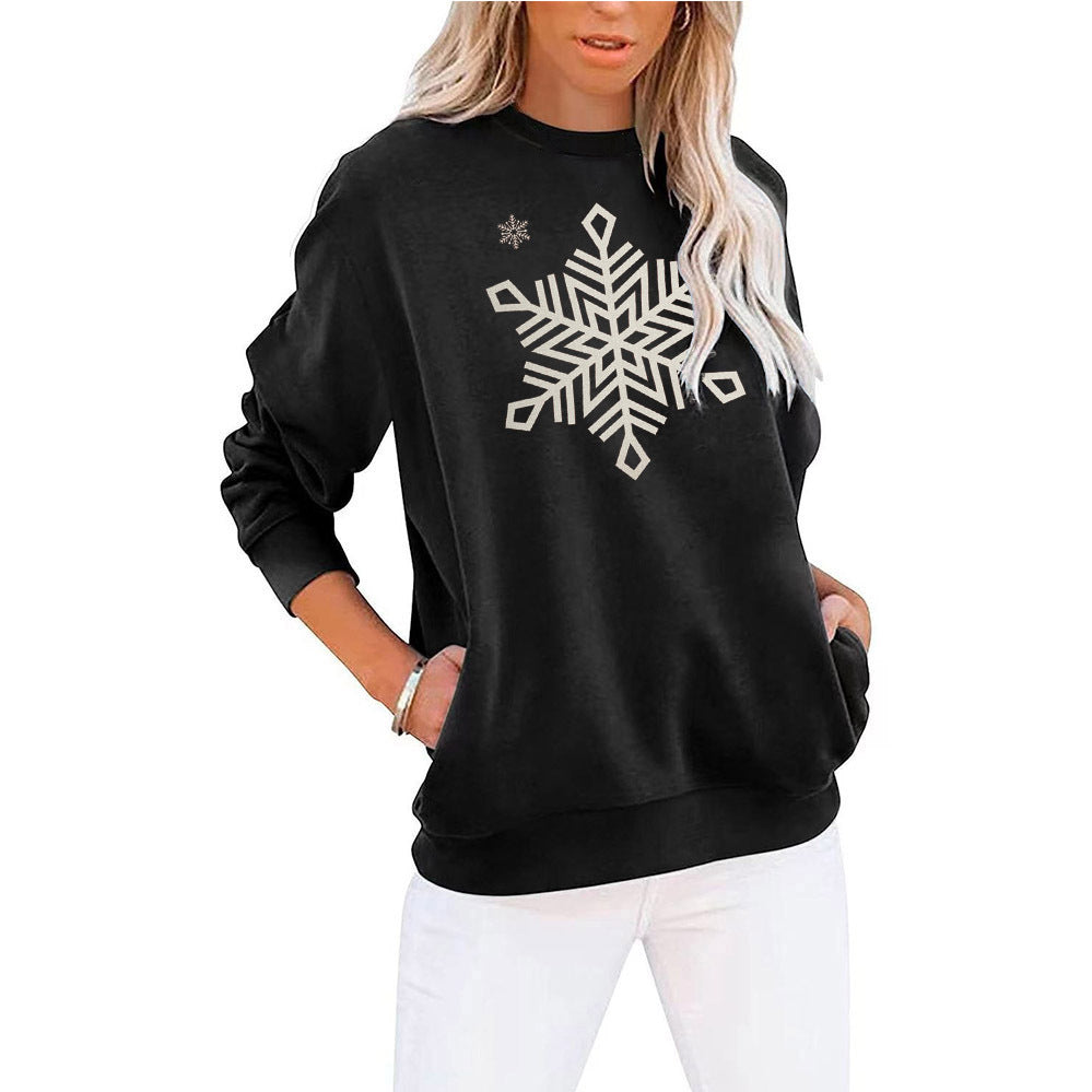 Autumn And Winter New Christmas Printed Hoodie Long-Sleeved Round Neck Hoodie