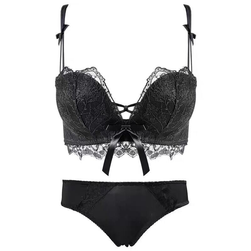 No Underwire Back Cross Small Push-Up Bra Adjustable Top Push-Up Bra Women's Lace Sexy Bra Set