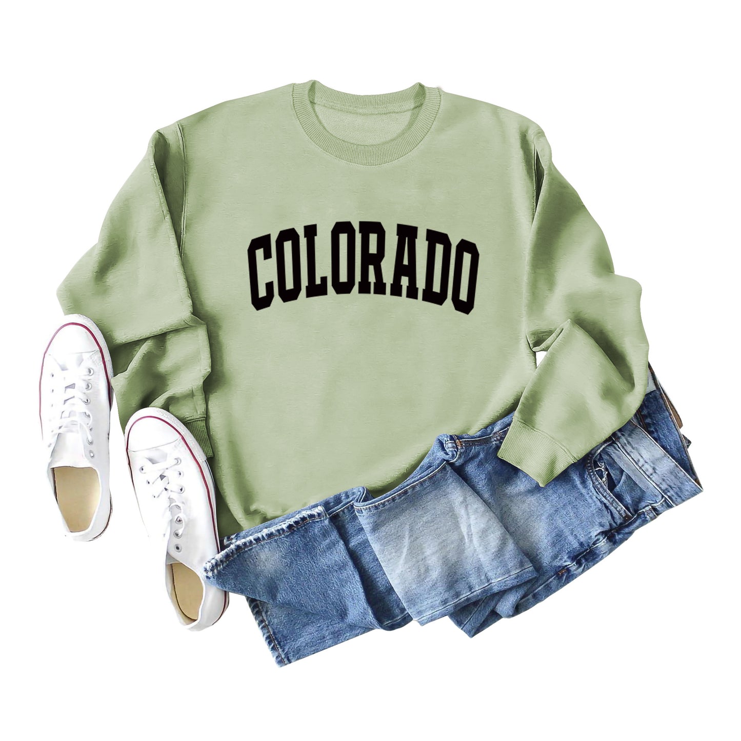 Autumn And Winter Colorado Pattern Letter Printed Casual Long-Sleeved Crew-Neck Hoodie