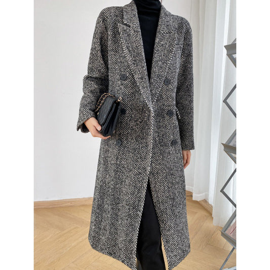 Gray Wool Coat Women's New Autumn And Winter Suit Collar Wool Coat