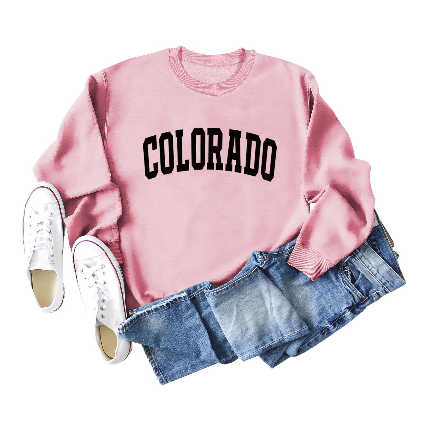 Autumn And Winter Colorado Pattern Letter Printed Casual Long-Sleeved Crew-Neck Hoodie