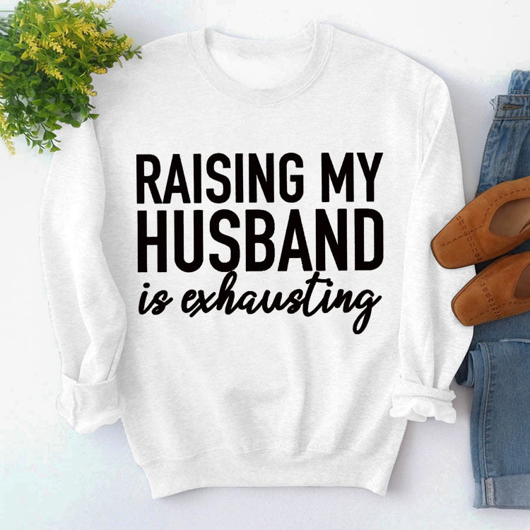 Turtleneck Top With Long Sleeves Raising My Husband's Printed Loose Hoodie