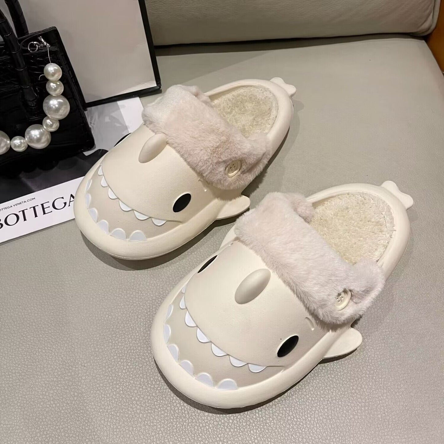 Lovely Cotton Slippers Autumn And Winter Indoor Warm Couple Female Slippers Shark Can Be Dismantled And Washed