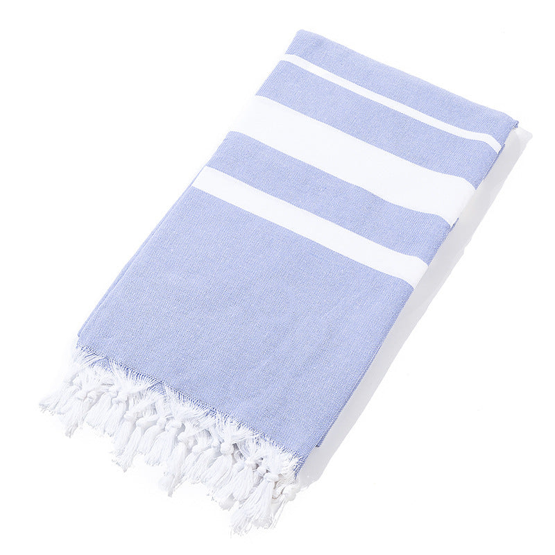 New Turkish Color Bath Towel Tassel Striped Yarn-Dyed Beach Towel Cotton Children's Towel Can Be Customized