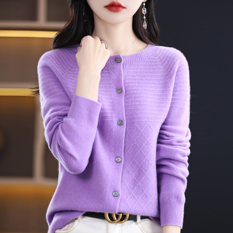 Seamless 100 Wool Cardigan Women's New Spring Sweater Women Seamless Integrated Cashmere Sweater Knit Coat