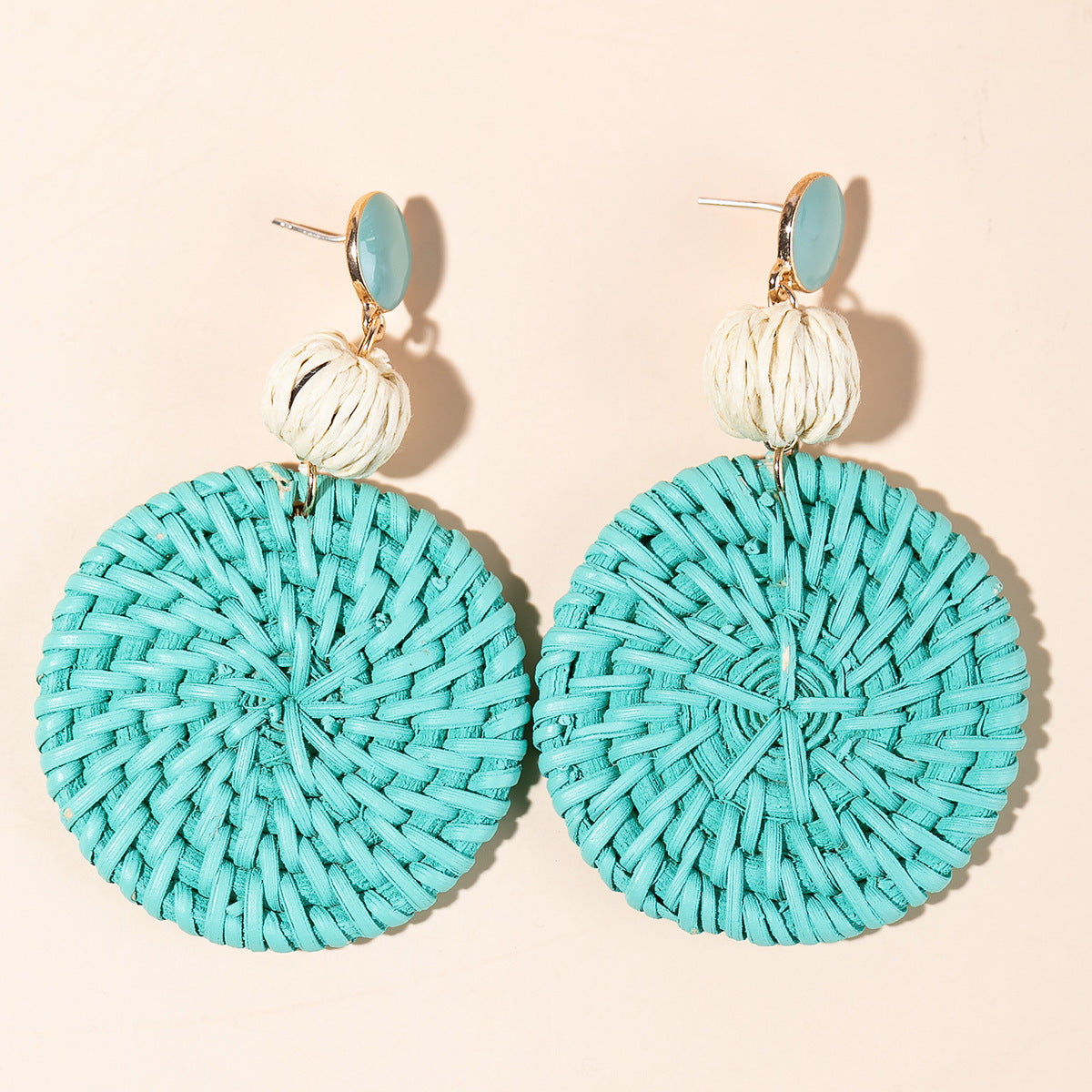 5 pairs Holiday Rattan Earrings For Women Spring And Summer Raffia Woven Earrings Temperament Earrings