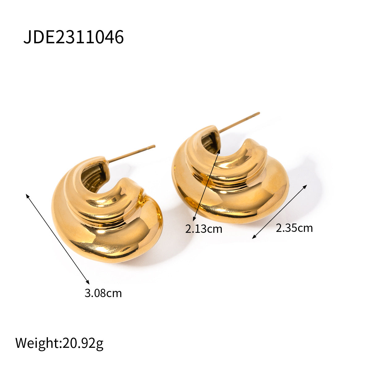 5pcs Minimalist Geometry Series 18K Gold Stainless Steel C-Shaped Earrings Small Earring Earrings