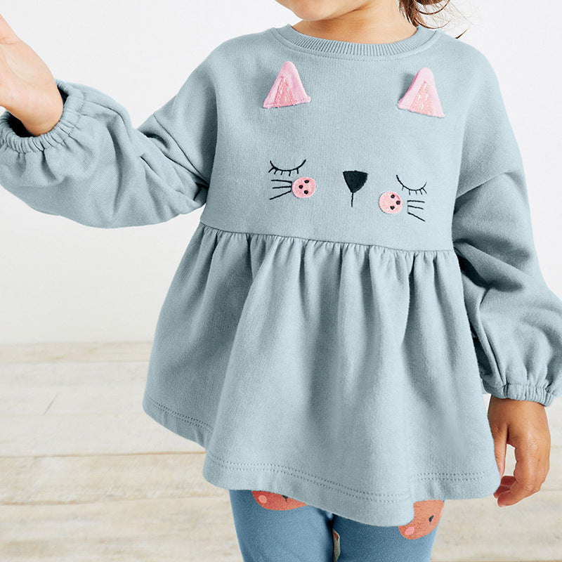 Autumn And Winter Girls Plus Fleece Hoodie Set Long Sleeve Children's Set Foreign Trade Pants Set