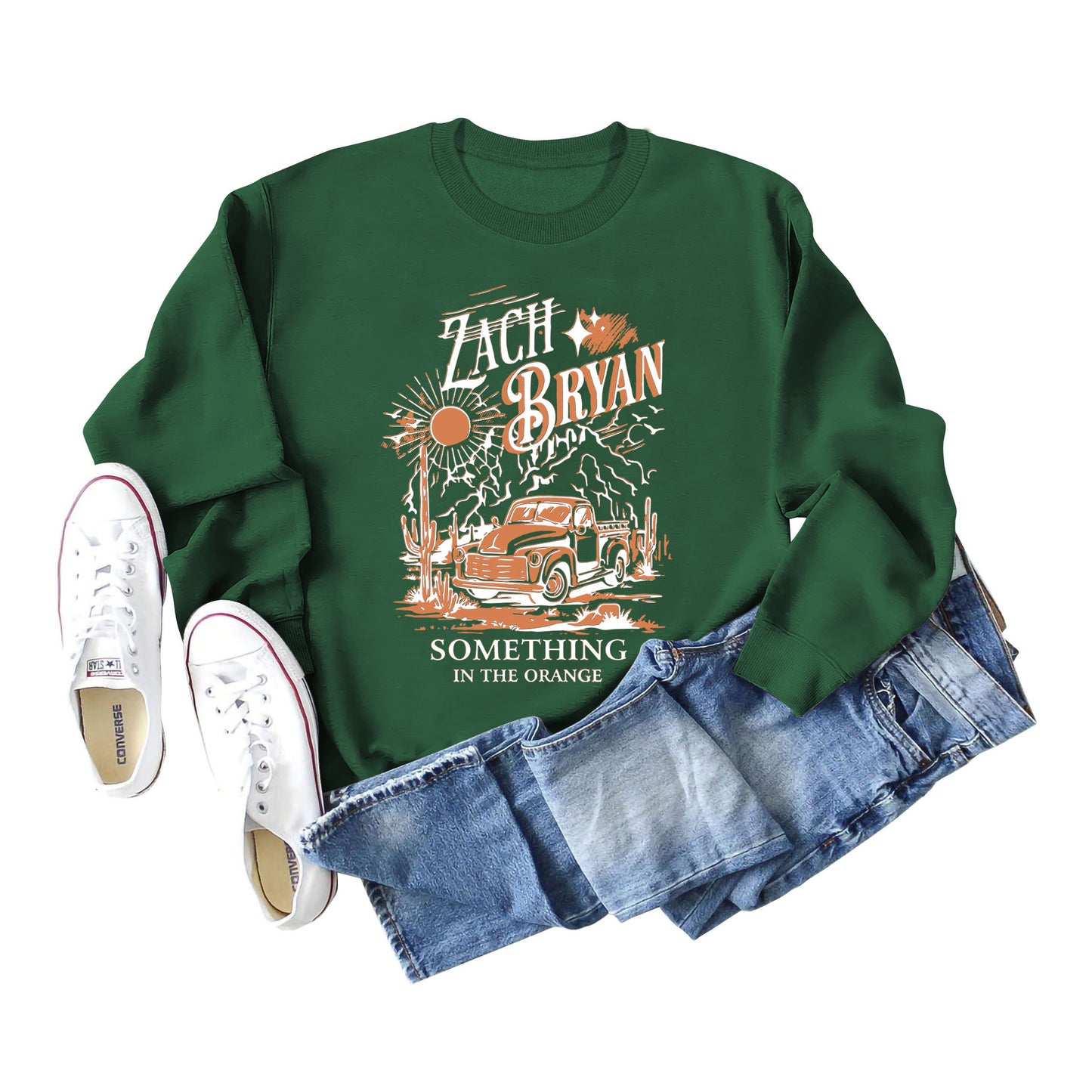 Zach Bryan Something Letter Sun Casual Long Sleeved Hoodie Woman