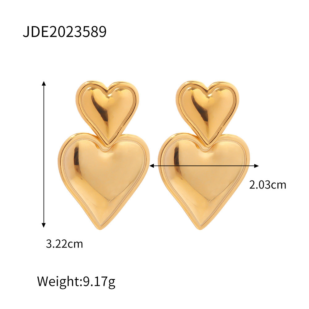 5pcs Accessories 18K Gold Plated Love Pendant Earrings Simple Design Stylish Earrings