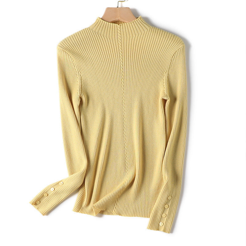 Soft Waxy Machine Washable Half Turtleneck All Wool Sweater Autumn And Winter Warm Base Sweater