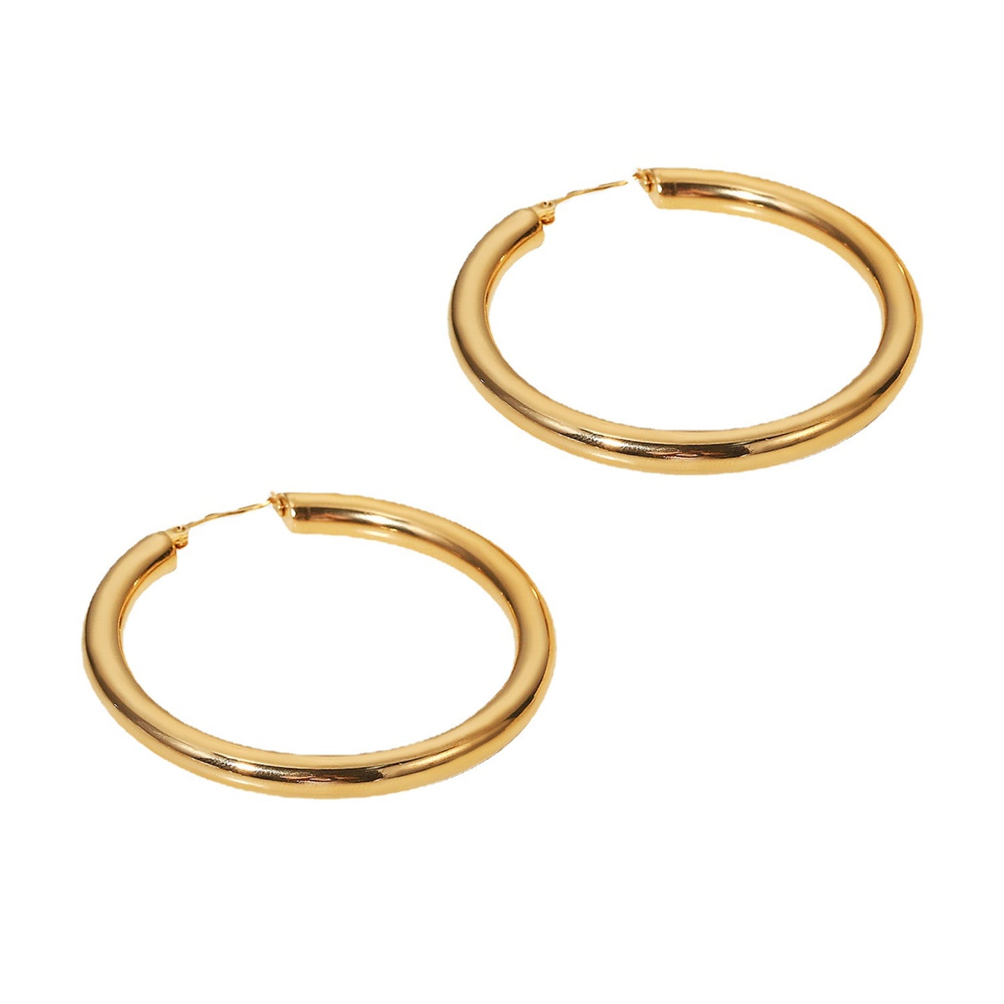 5pcs Stylish And Simple 18K Gold-Plated Stainless Steel Hollow Earrings Timeless Titanium Steel Earrings For Women