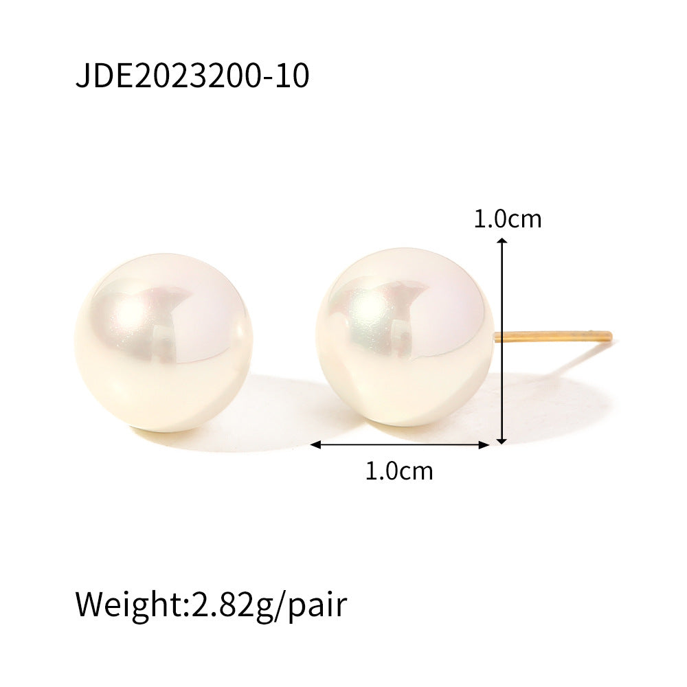 5pcs Gold Vintage Brushed Round Ball Earrings Niche Design Sense Of High-Grade Earrings Women's New Pearl Earrings