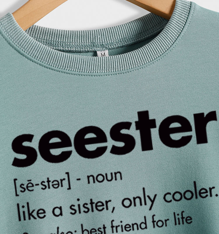 Crew-Neck Fashion Letter Women's Top Long-Sleeved Seester Se Loose Print Hoodie