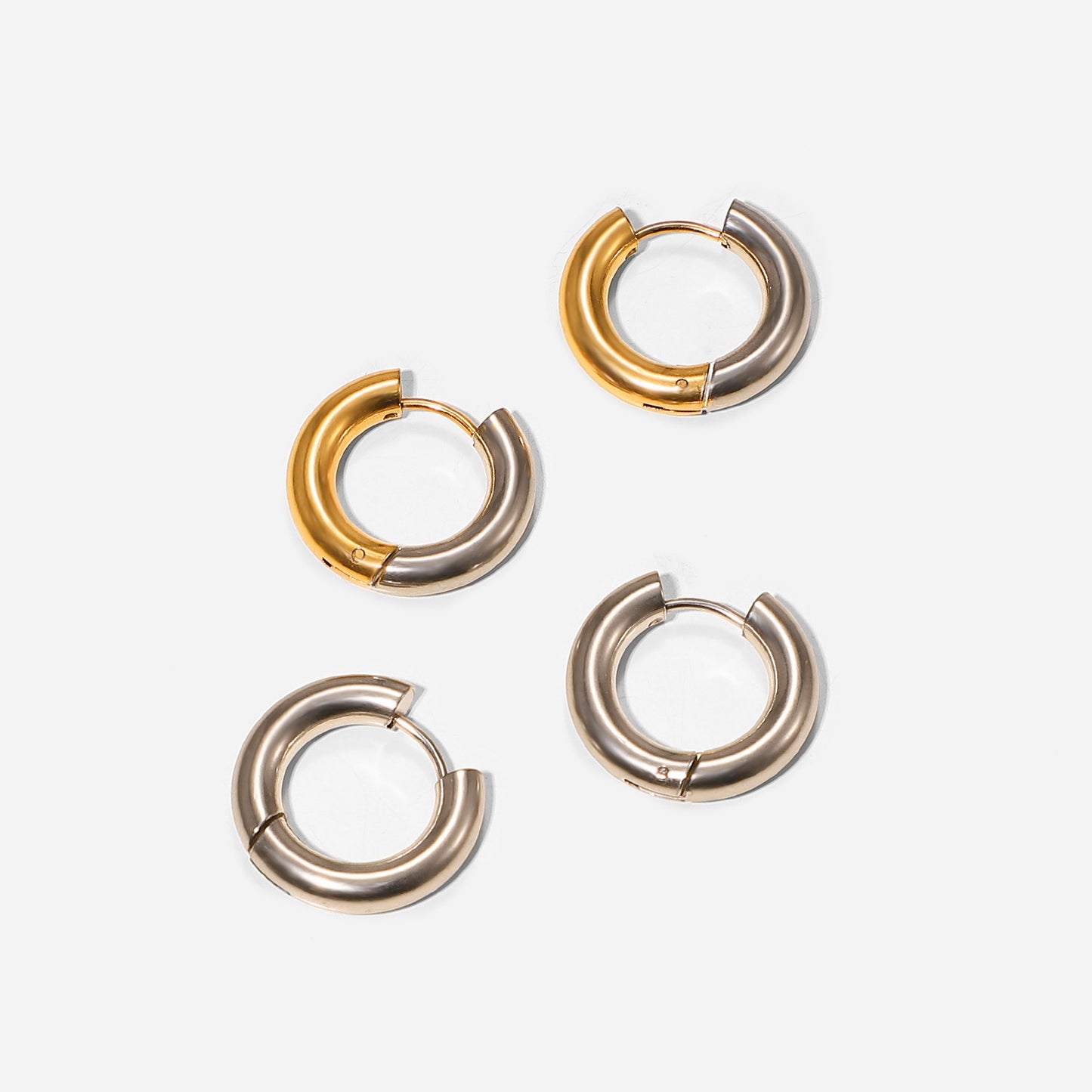 5pcs 4Mm New Design Simple 18K Gold Plated Stainless Steel Jewelry Gold And Silver Ring Earrings Jewelry